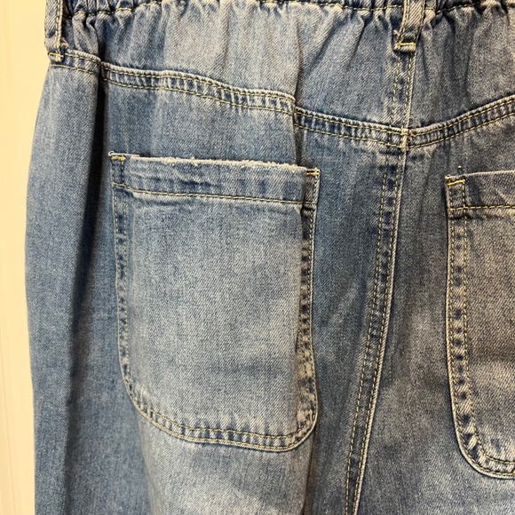 Wonderly Denim Wide Leg Paperbag Waist Jeans Cropped Blue Women's size 10 - Picture 6 of 13